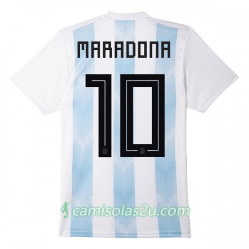 Camisolas de Futebol Argentina Maradona 10 Equipamento Principal Copa do Mundo 2018 Manga Curta Camisolas de Futebol Argentina Maradona 10 Equipamento Principal Copa do Mundo 2018 Manga Curta